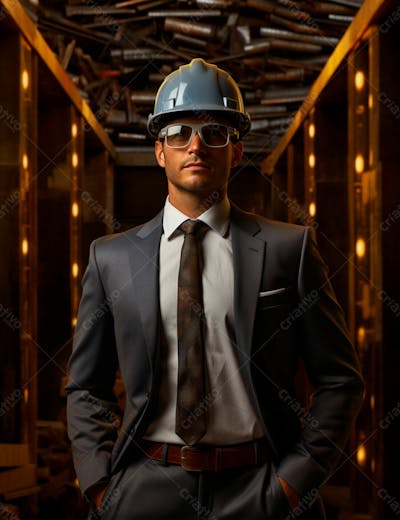Imagem De Um Elegante Engenheiro Civil Com Capacete Protetor 15