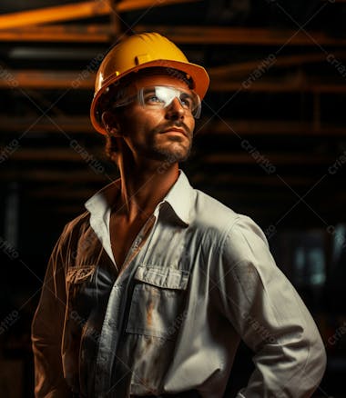 Imagem de um elegante engenheiro civil com capacete protetor 16