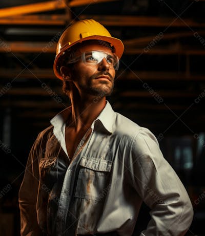 Imagem De Um Elegante Engenheiro Civil Com Capacete Protetor 16
