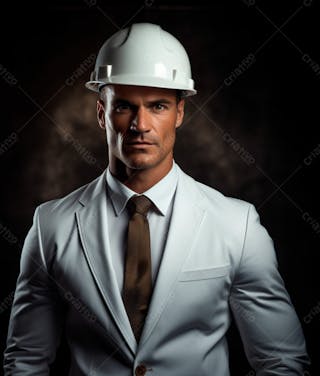 Imagem de um elegante engenheiro civil com capacete protetor 17