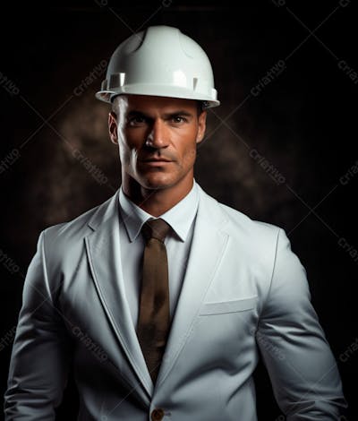 Imagem De Um Elegante Engenheiro Civil Com Capacete Protetor 17