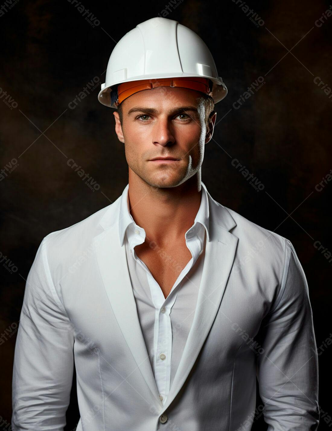 Engenheiro homem branco usando capacete