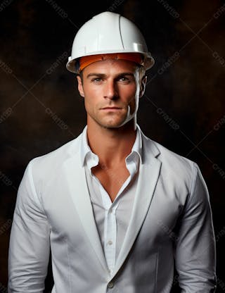 Imagem de um elegante engenheiro civil com capacete protetor 18