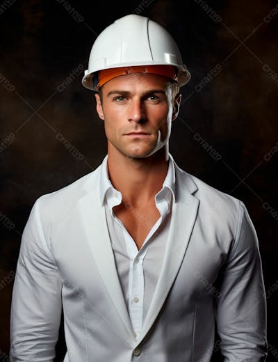 Imagem De Um Elegante Engenheiro Civil Com Capacete Protetor 18