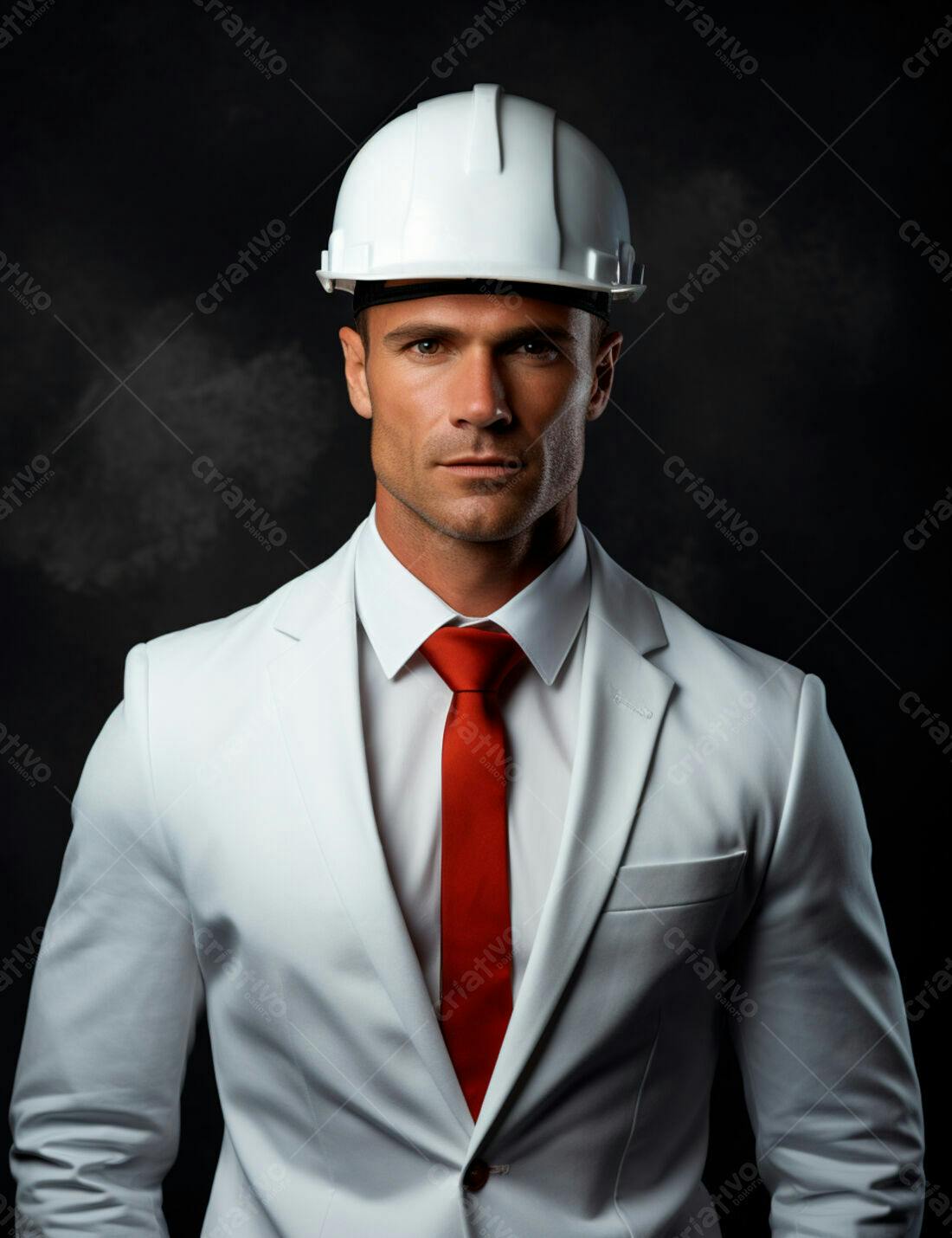 Engenheiro usando terno branco e capacete