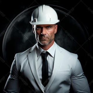 Imagem de um elegante engenheiro civil com capacete protetor 21