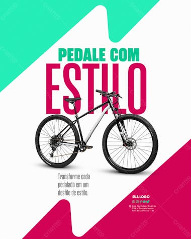 Social media loja de bicicleta pedale com estilo