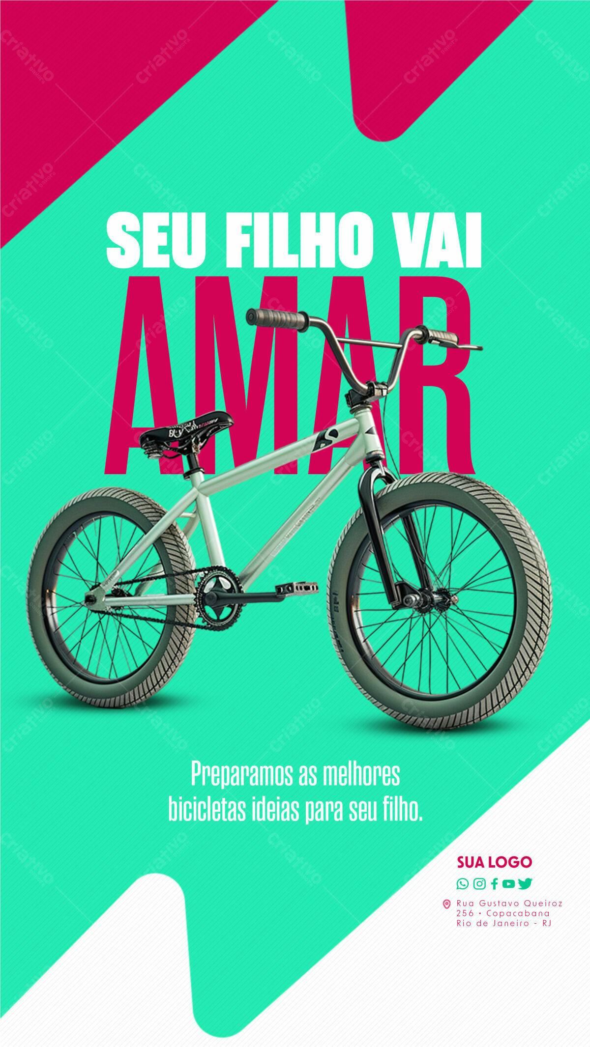 Flyer Dia das Crianças Bicicleta BMX PSD Editável