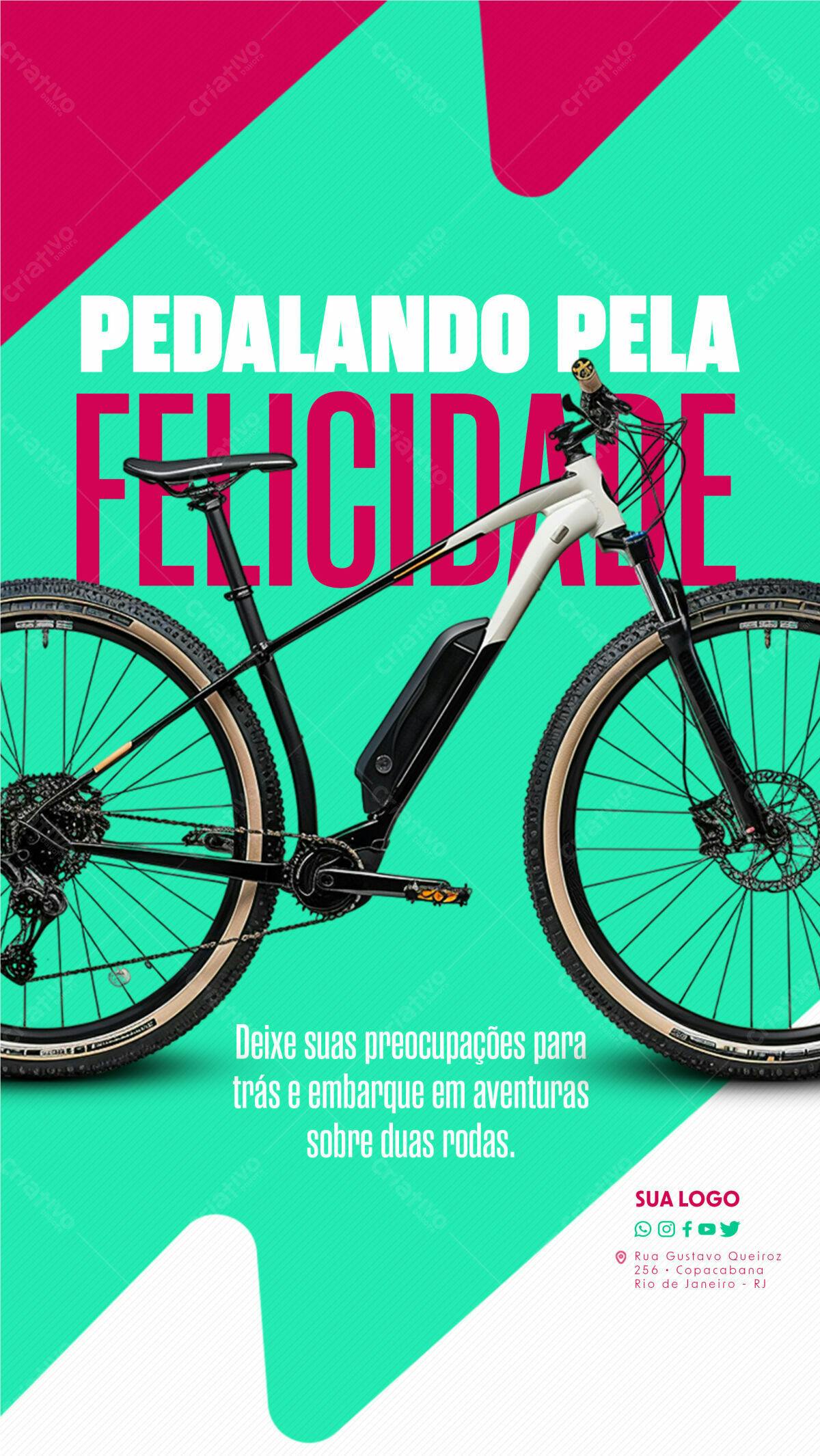 Flyer Pedalando pela Felicidade PSD Editável