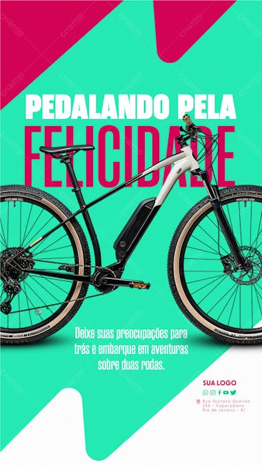 Story loja de bicicleta pedalando pela felicidade