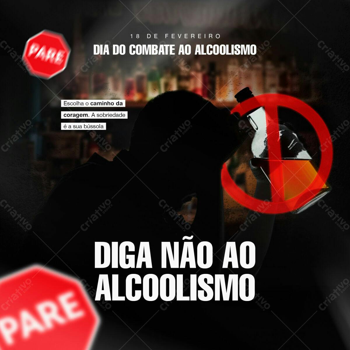 Post para o Dia de Combate ao Alcoolismo PSD Editável
