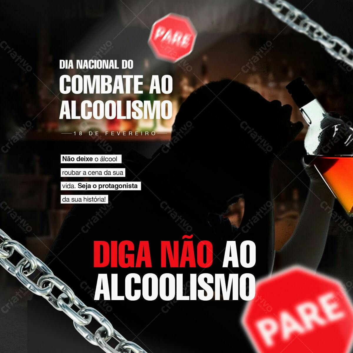 Flyer Dia Nacional do Combate ao Alcoolismo PSD Editável