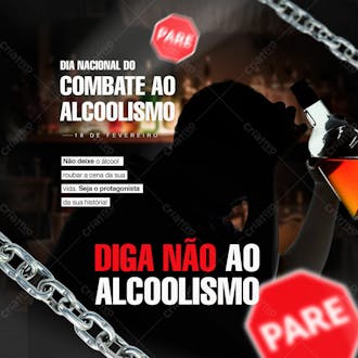 Dia nacional do combate ao alcoolismo 18 de fevereiro social media post feed