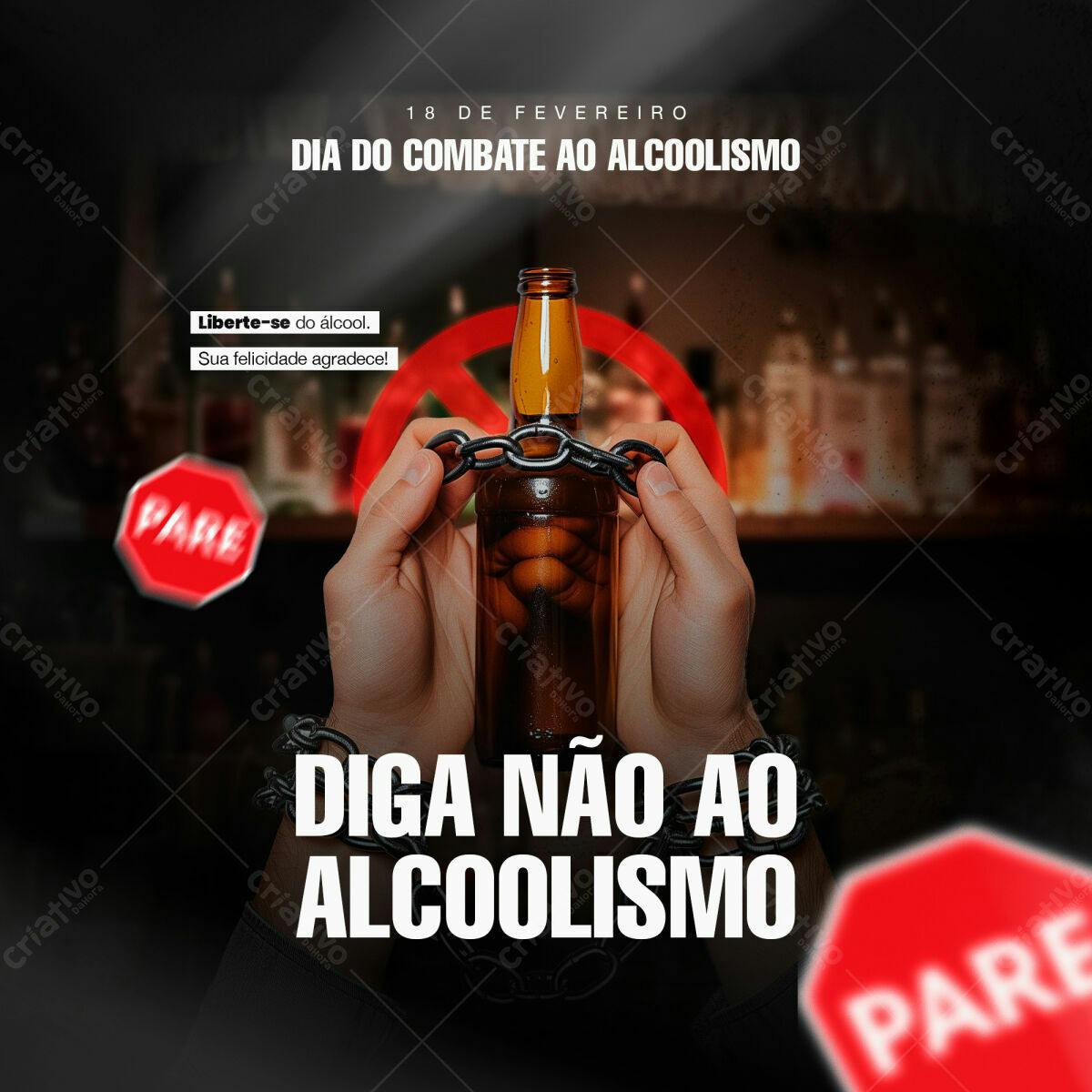 Post para o Dia de Combate ao Alcoolismo PSD Editável