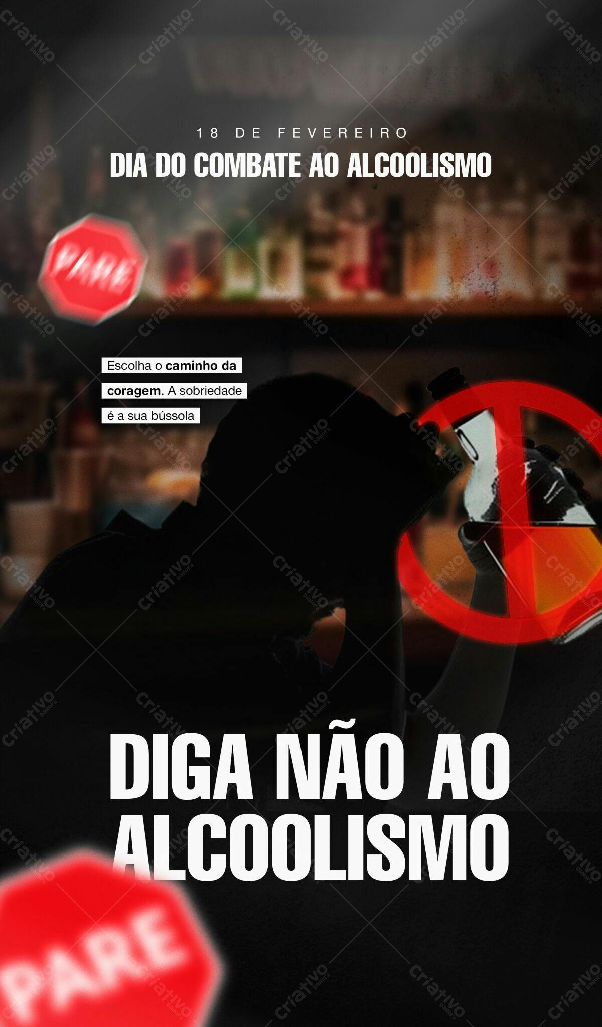 Post para o Dia do Combate ao Alcoolismo PSD Editável