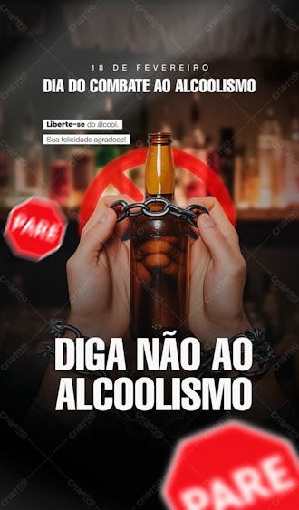 Dia nacional do combate ao alcoolismo 18 de fevereiro social media post story