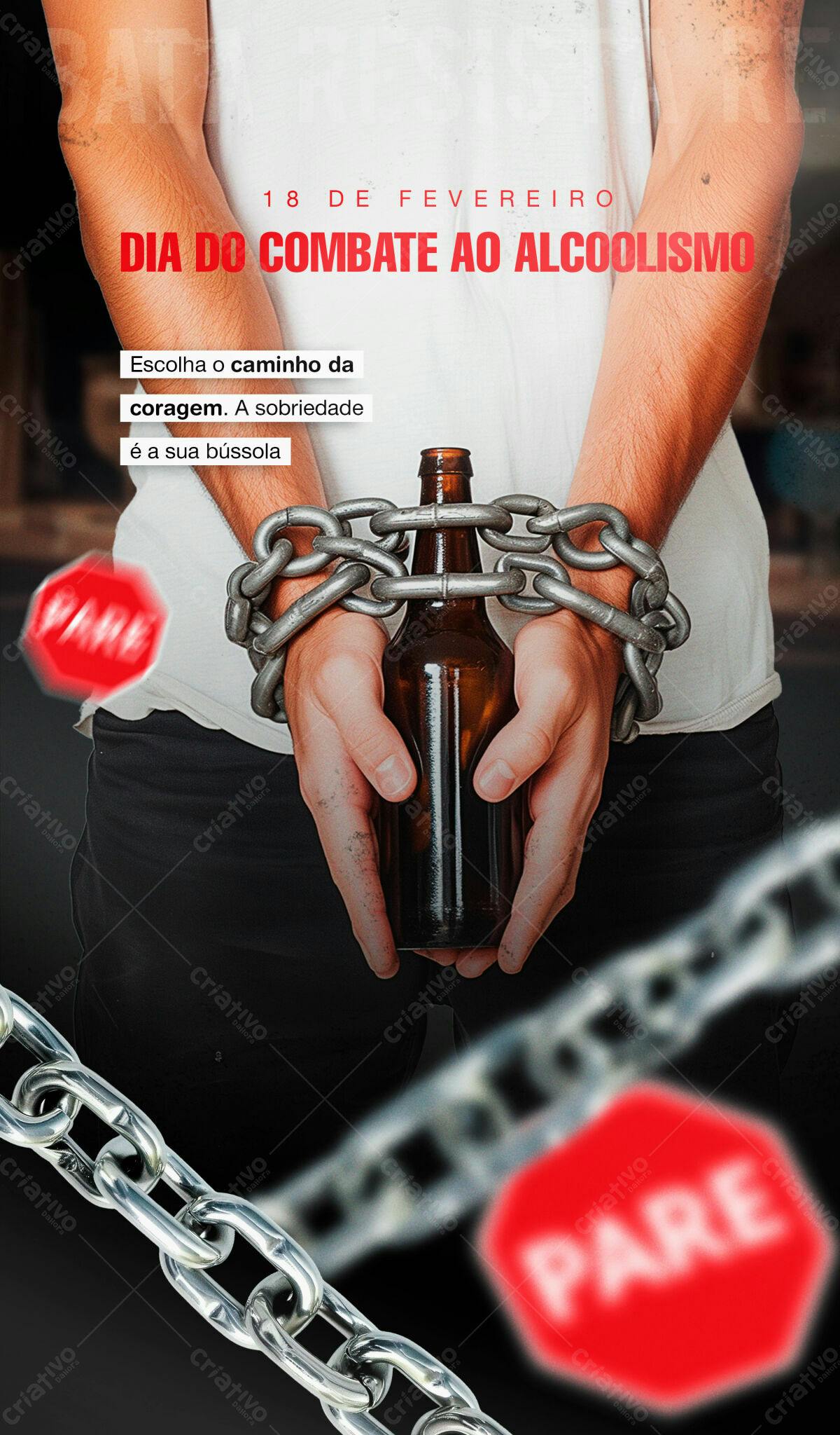Flyer Dia do Combate ao Alcoolismo PSD Editável