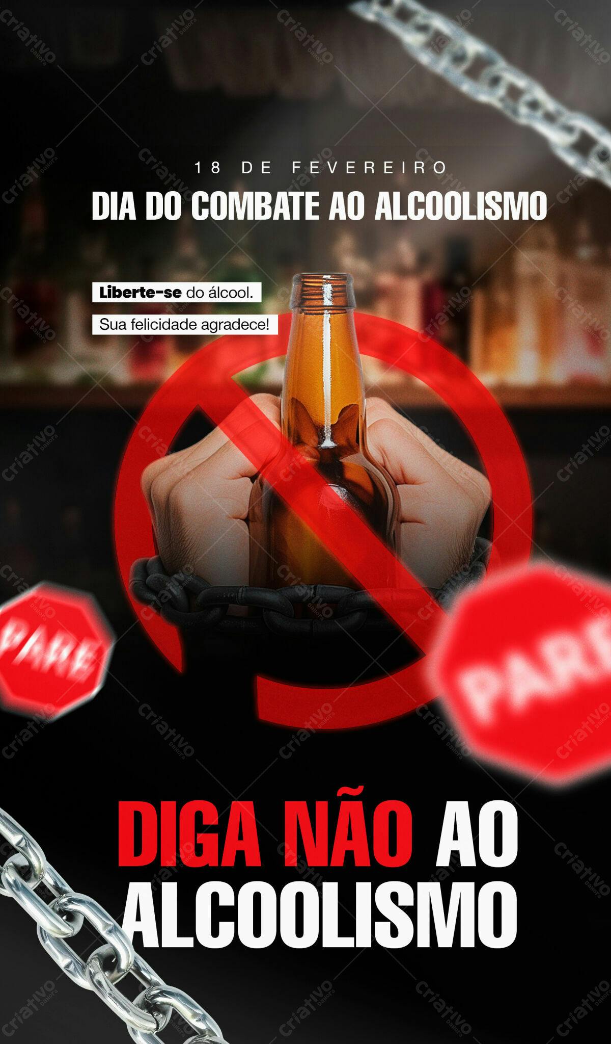 Flyer Dia do Combate ao Alcoolismo PSD Editável