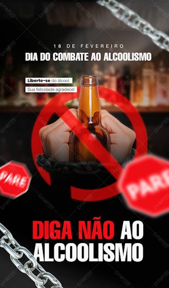 Dia nacional do combate ao alcoolismo 18 de fevereiro social media post story