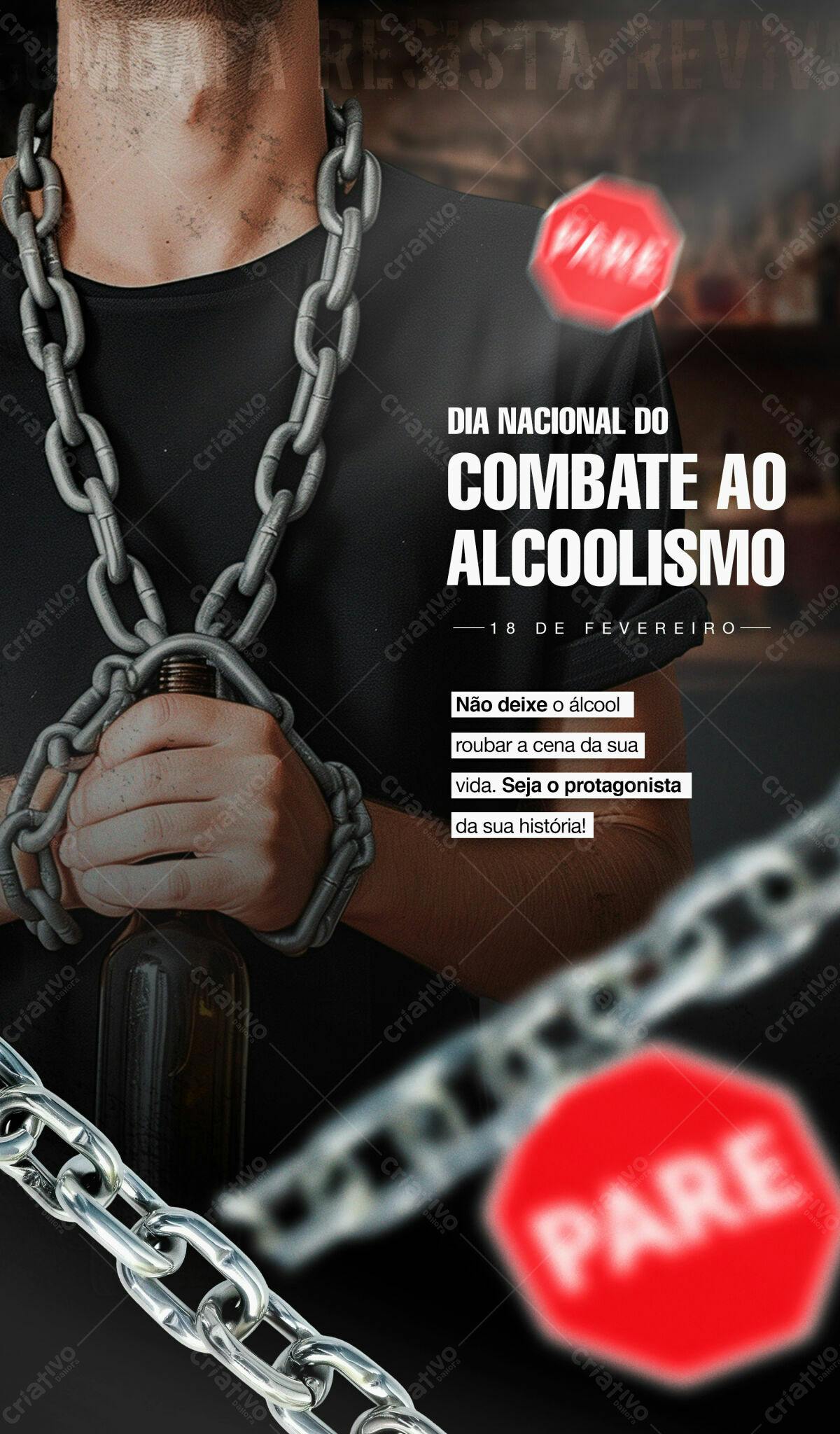 Flyer Dia Nacional do Combate ao Alcoolismo PSD Editável