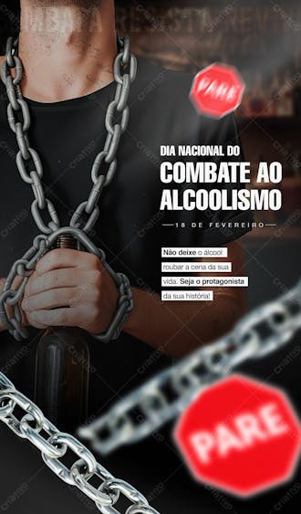 Dia nacional do combate ao alcoolismo 18 de fevereiro social media post story