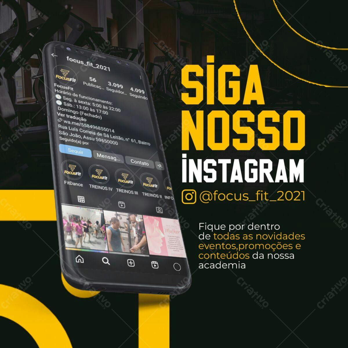 Post para Instagram Academia PSD Editável