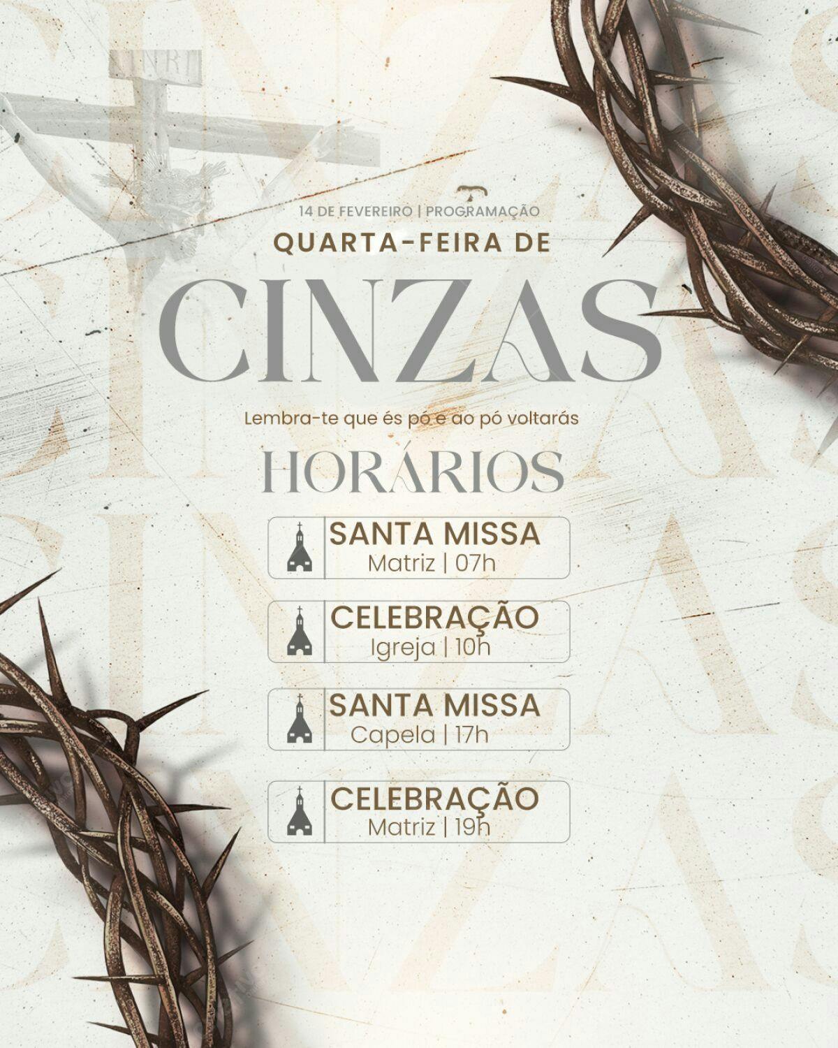 Flyer para Quarta-Feira de Cinzas PSD Editável