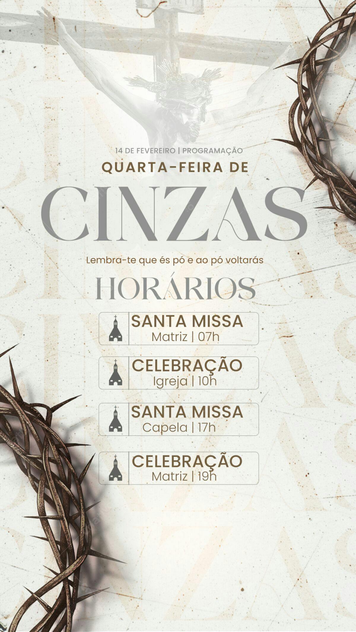 Flyer Quarta-Feira de Cinzas PSD Editável