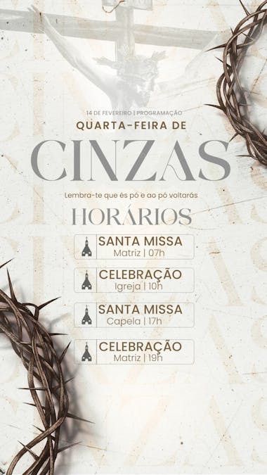 Quarta feira de cinzas horário missas st