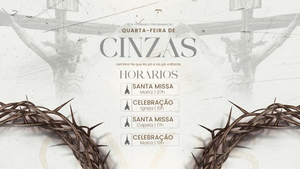 Quarta Feira De Cinzas Horário Missas Banner