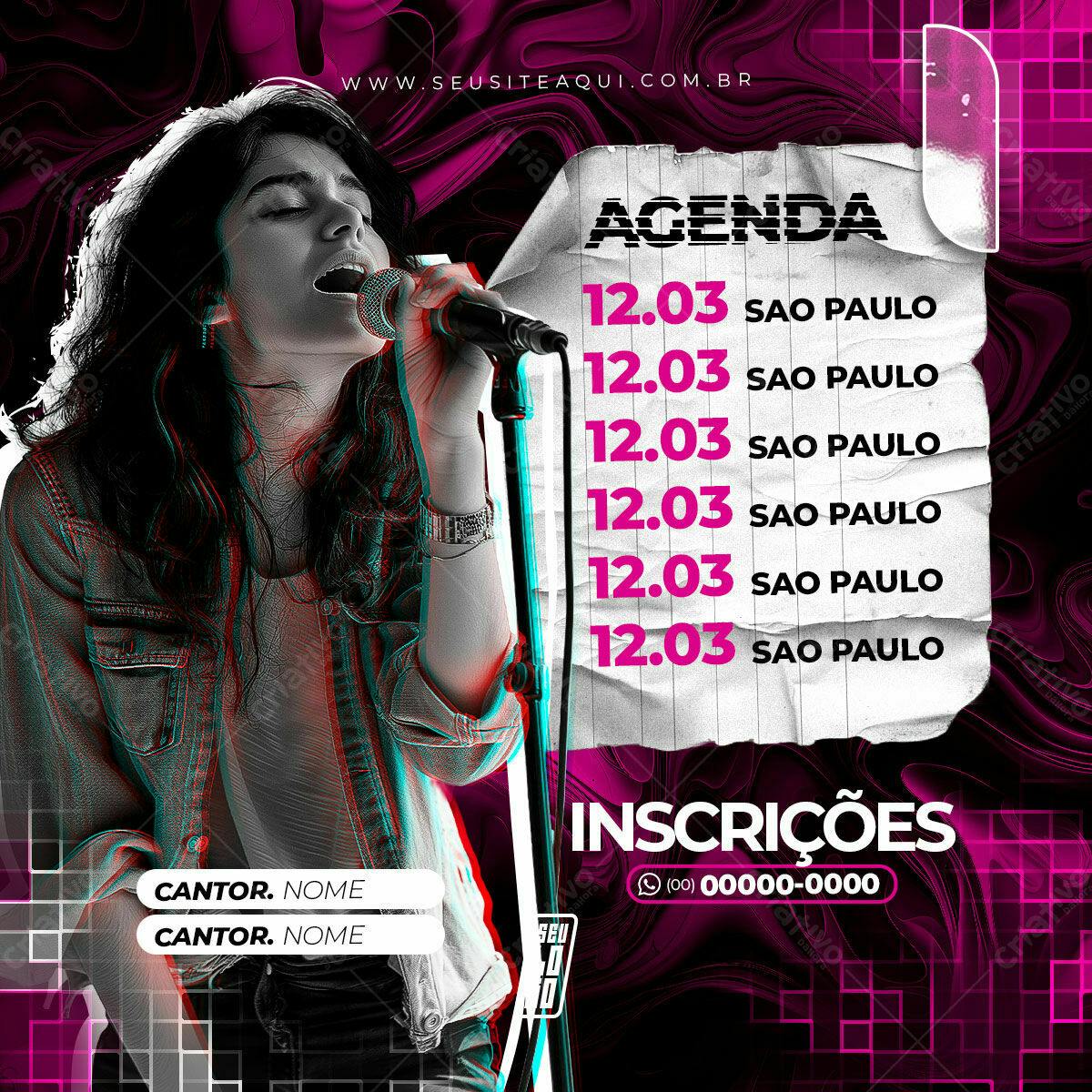 Flyer para Show Musical em São Paulo PSD Editável