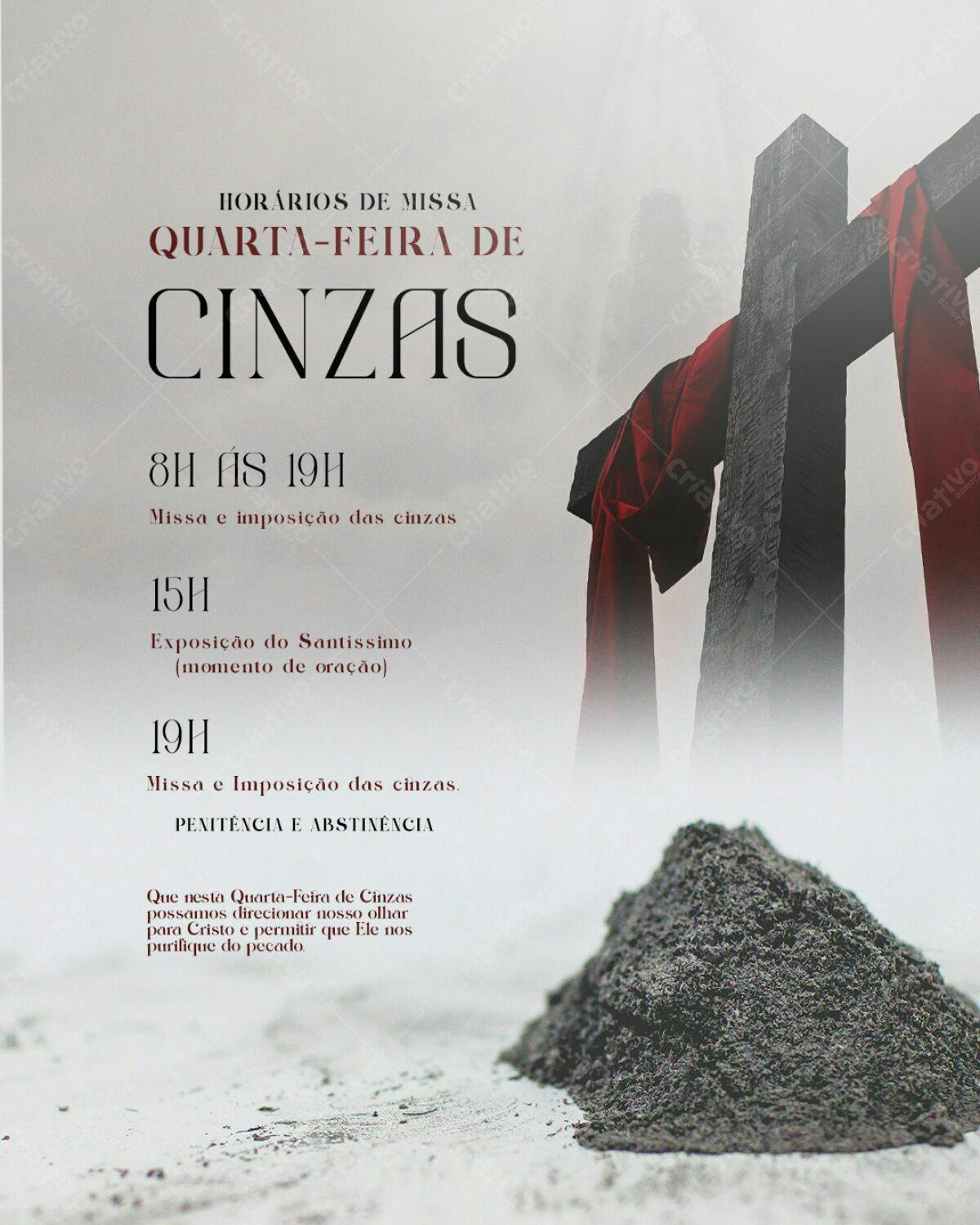 Flyer Quarta-Feira de Cinzas PSD Editável
