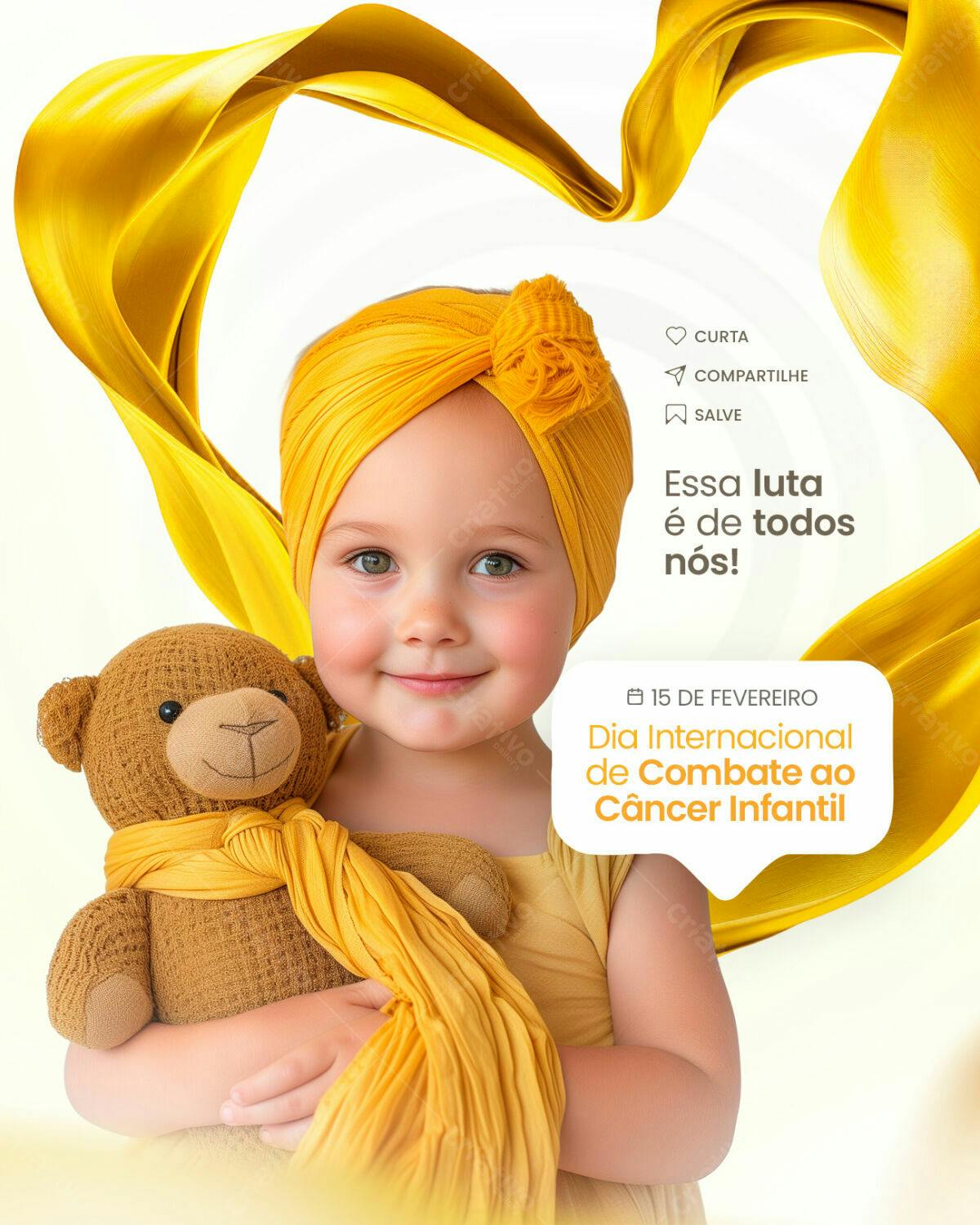 Flyer Dia Internacional do Combate ao Câncer Infantil PSD Editável