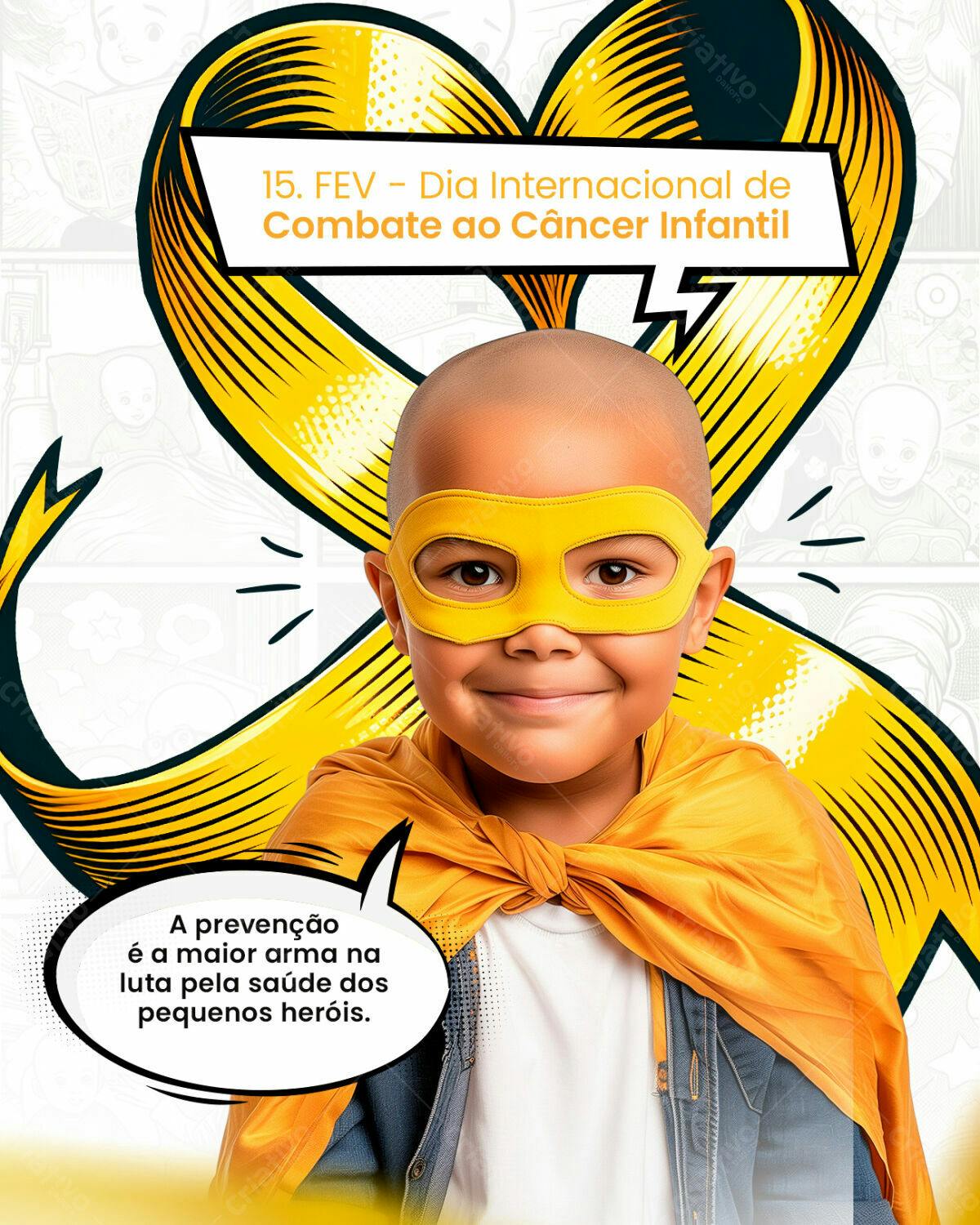 Poster Dia Internacional do Combate ao Câncer Infantil PSD Editável