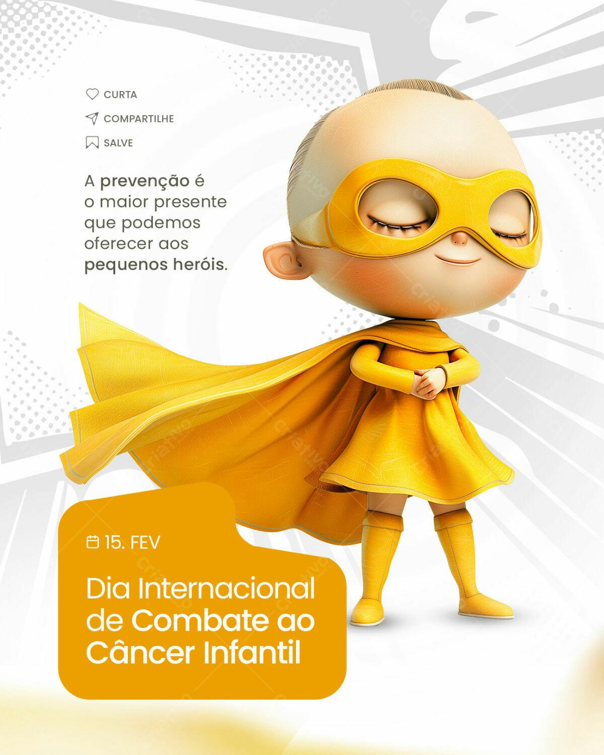 PSD Ilustração Dia Internacional de Combate ao Câncer Infantil