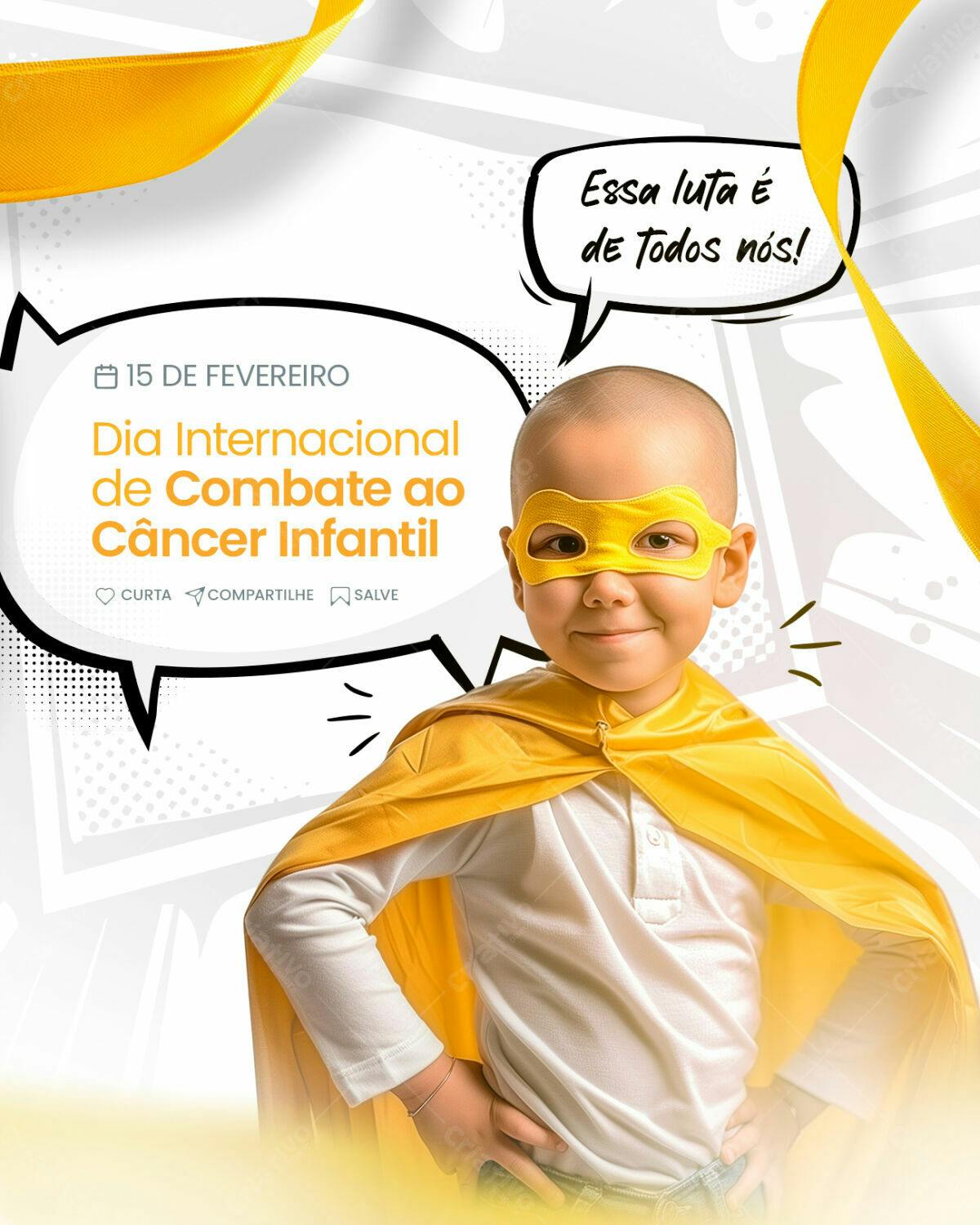 Flyer Dia Internacional do Combate ao Câncer Infantil PSD Editável
