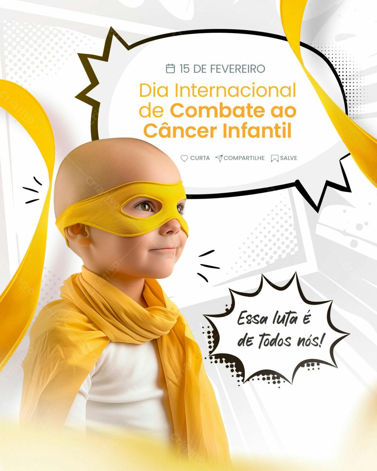 Flyer Dia Internacional Combate ao Câncer Infantil PSD Editável