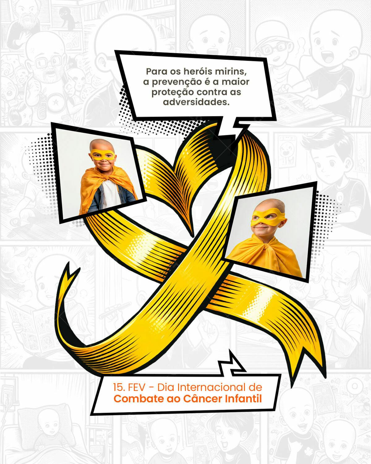Flyer Dia Internacional do Combate ao Câncer Infantil PSD Editável