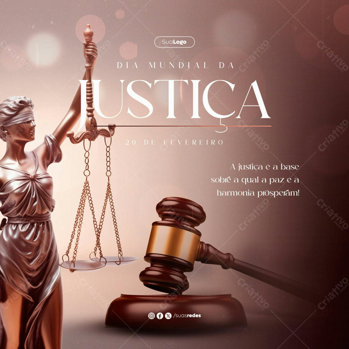 Post para Dia Mundial da Justiça PSD Editável
