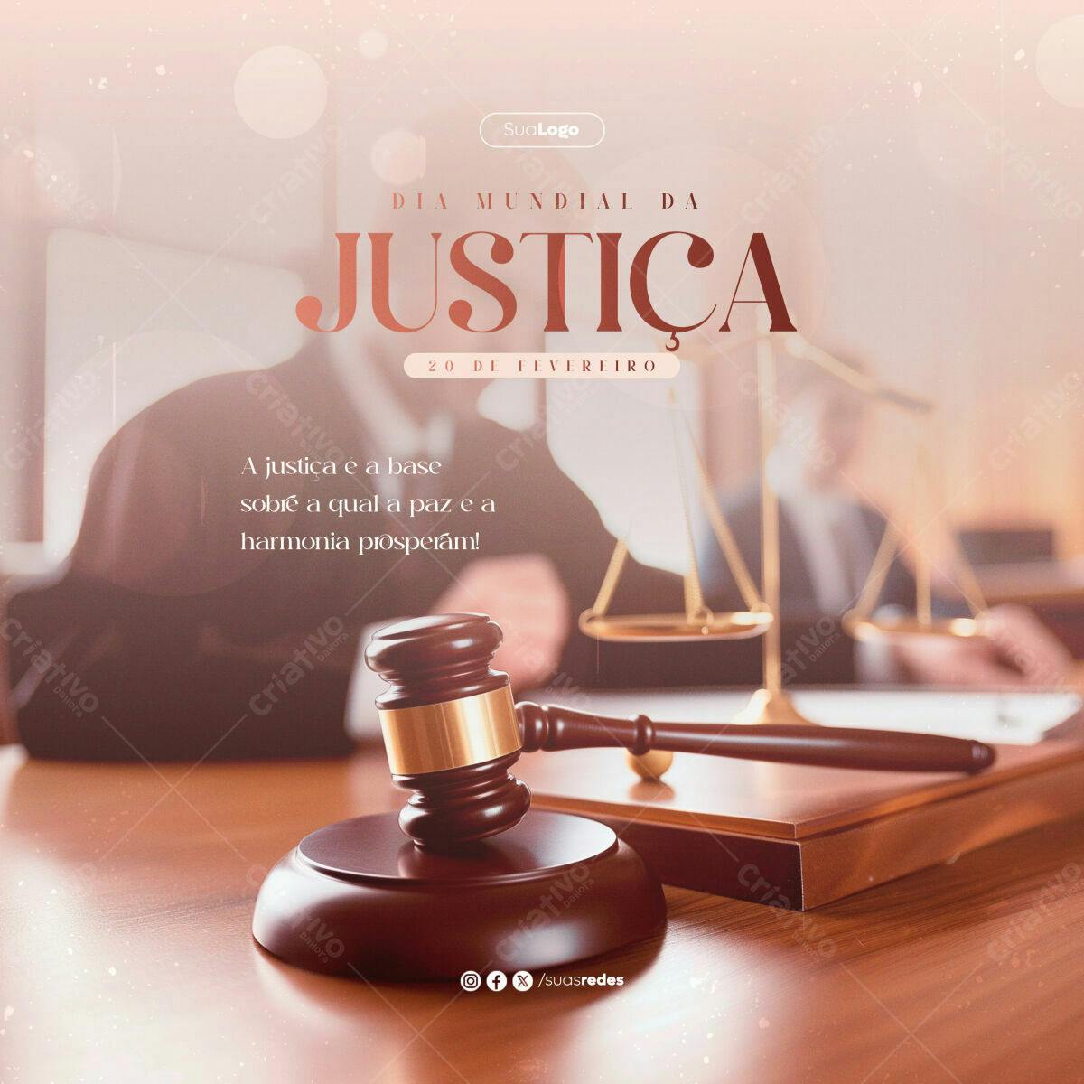 Post para Dia Mundial da Justiça PSD Editável