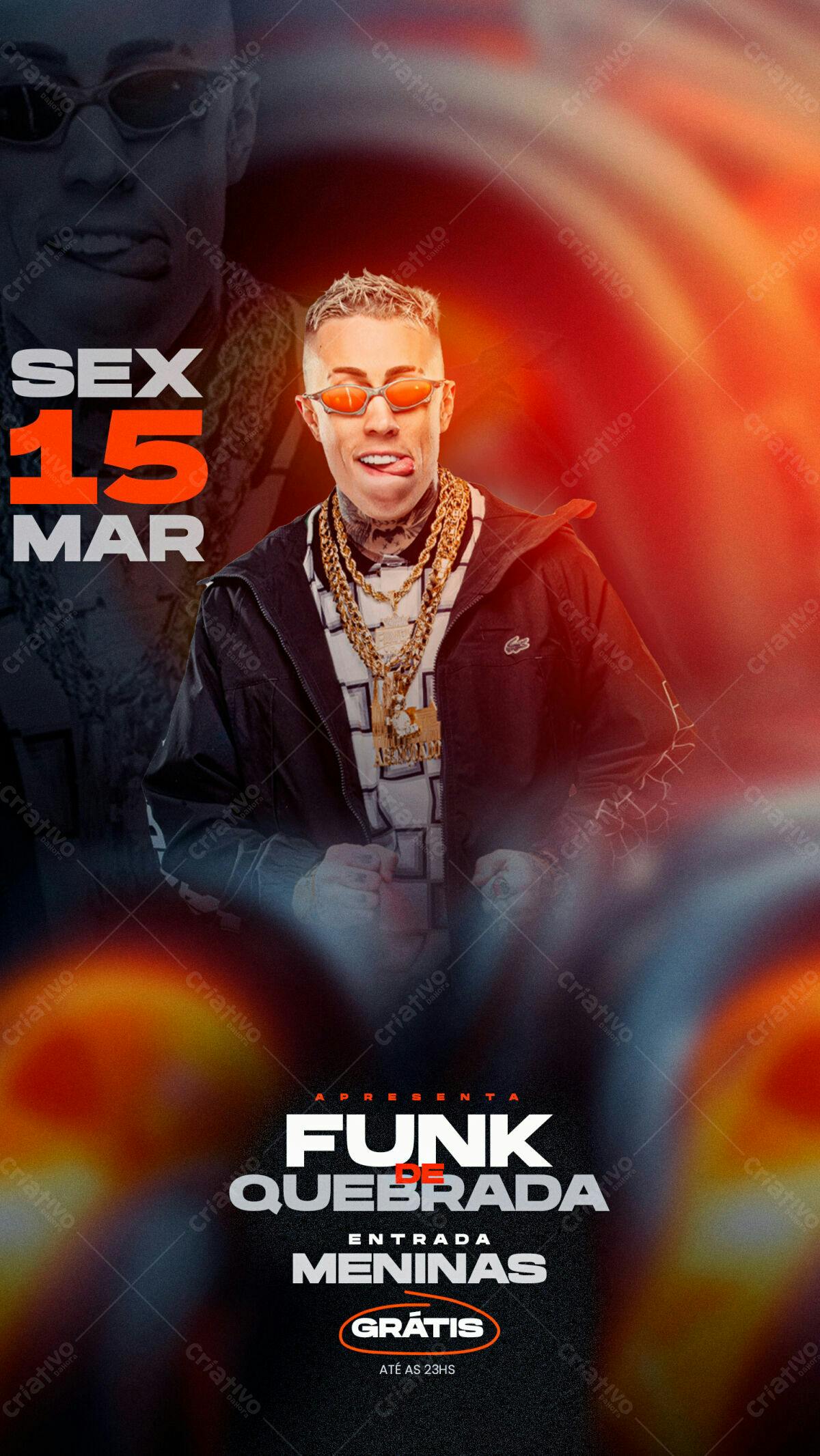 Flyer Festa Funk de Quebrada PSD Editável