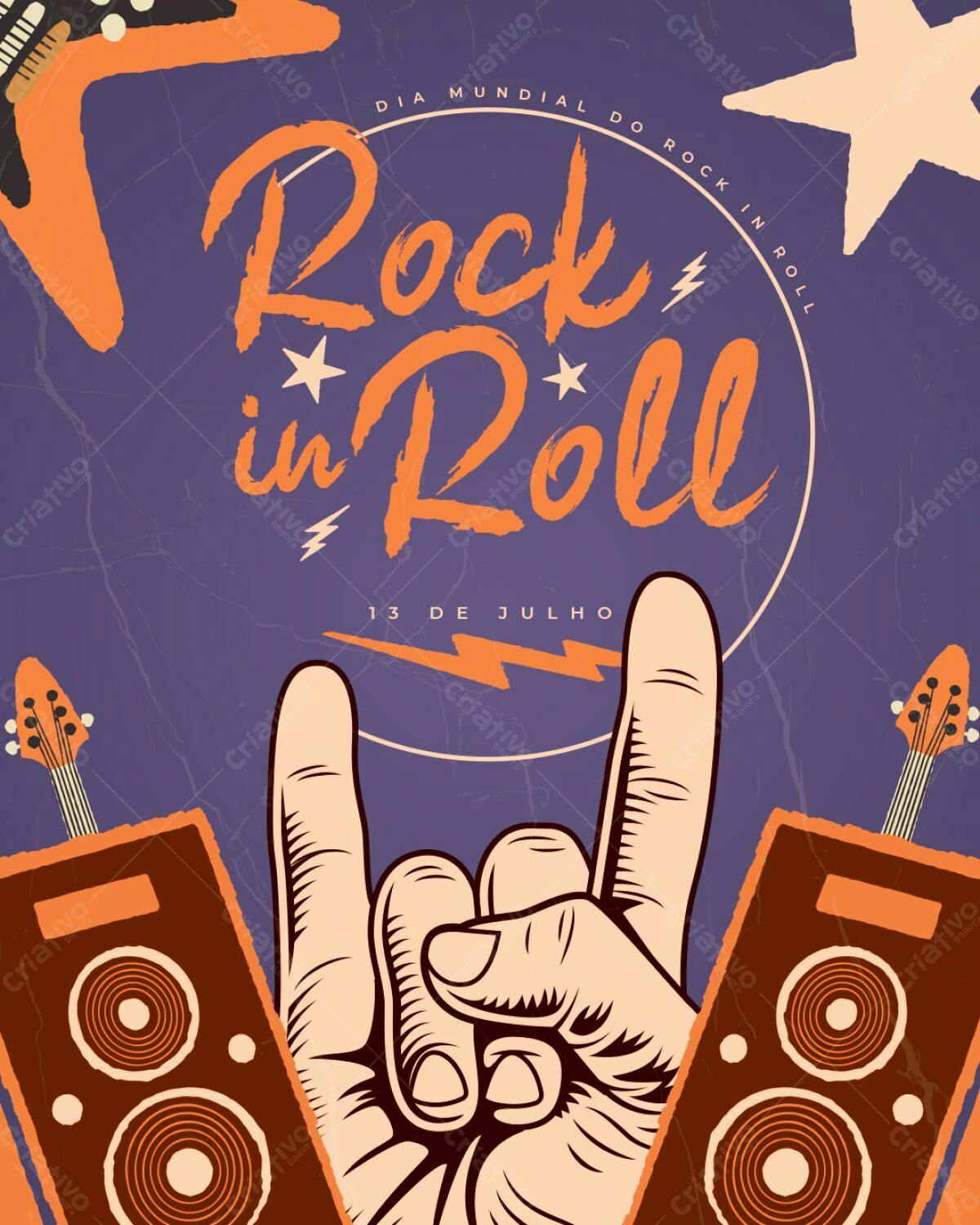 Flyer Dia Mundial do Rock PSD Editável