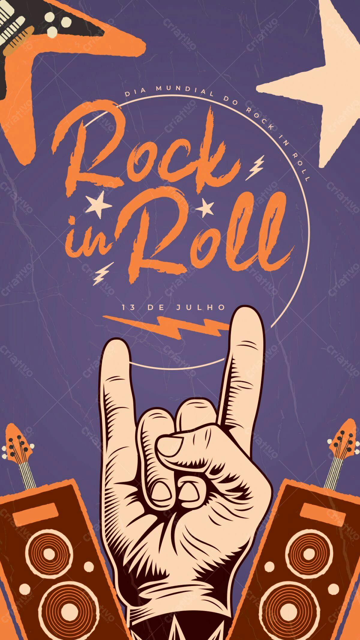Flyer Dia Mundial do Rock PSD Editável