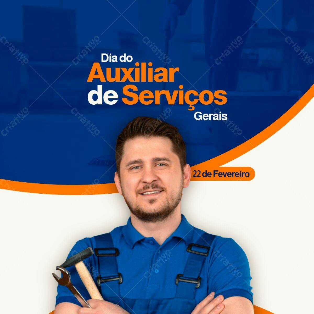 Postagem Dia do Auxiliar de Serviços Gerais PSD Editável