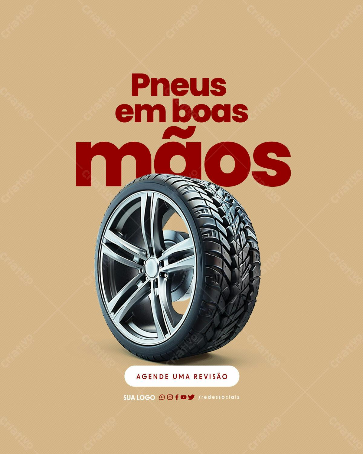 Post para Redes Sociais Pneus em Boas Mãos PSD Editável