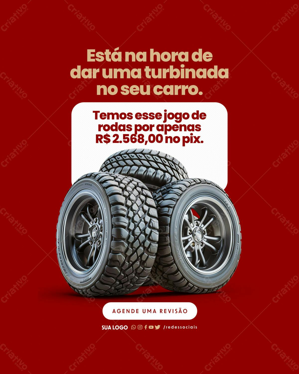 Post para Redes Sociais - Promoção de Rodas PSD Editável