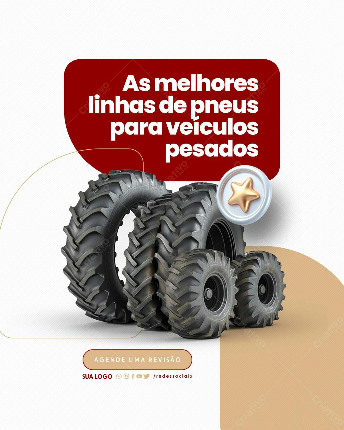 Postagem Redes Sociais Pneus Veículos Pesados PSD Editável