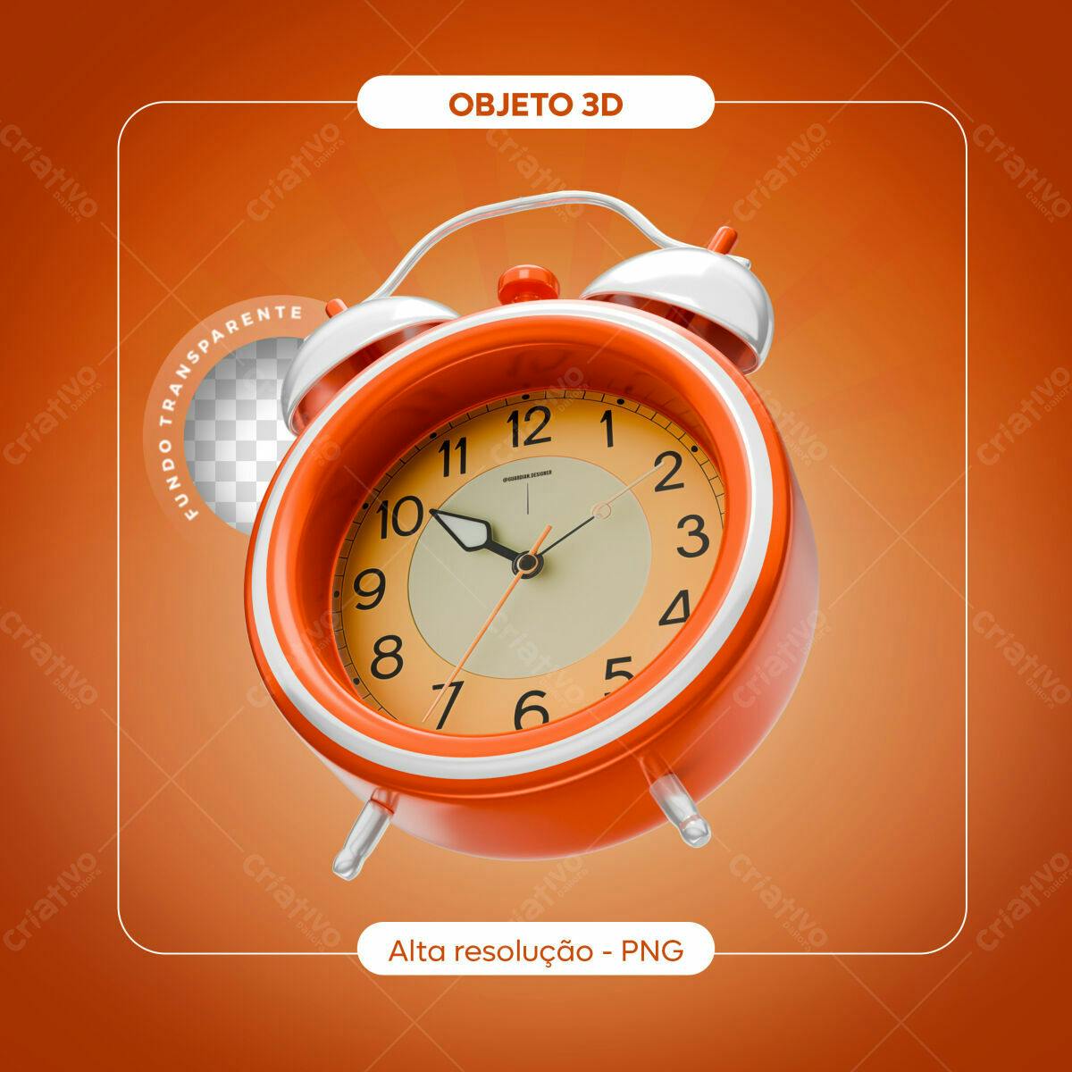 Selo 3D decorativo laranja e branco
