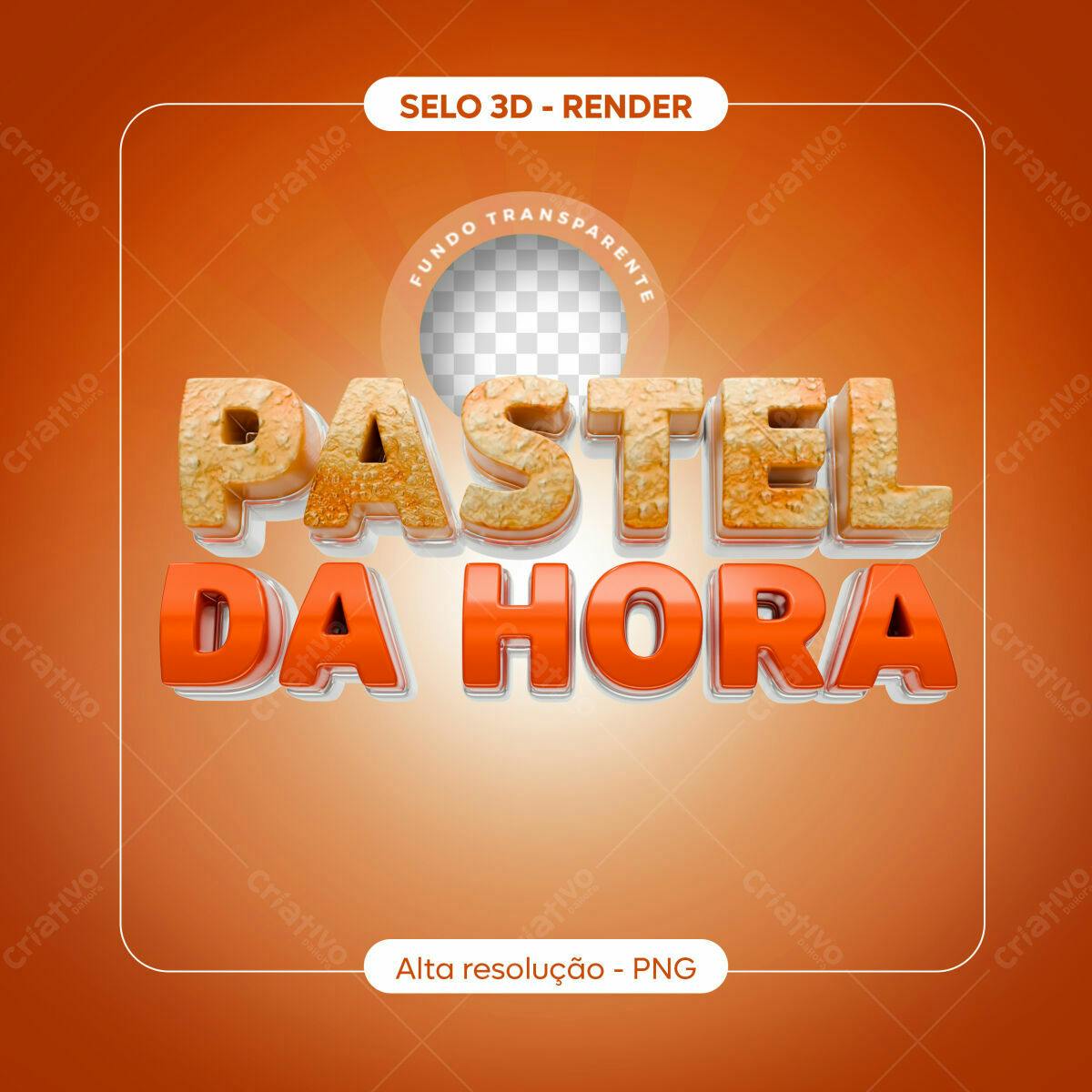 Selo 3D decorativo dourado e laranja