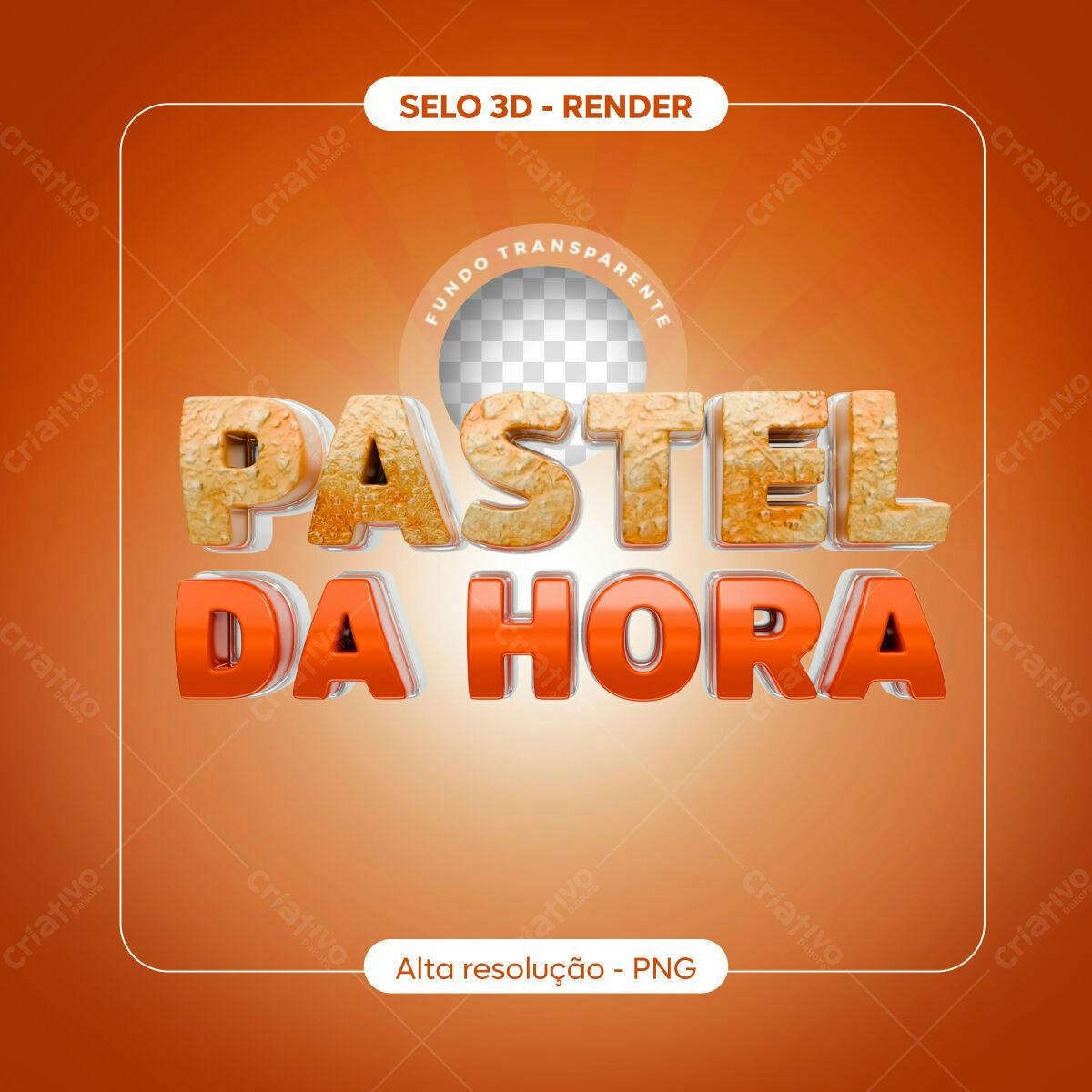 Selo 3D promocional dourado e laranja 3D